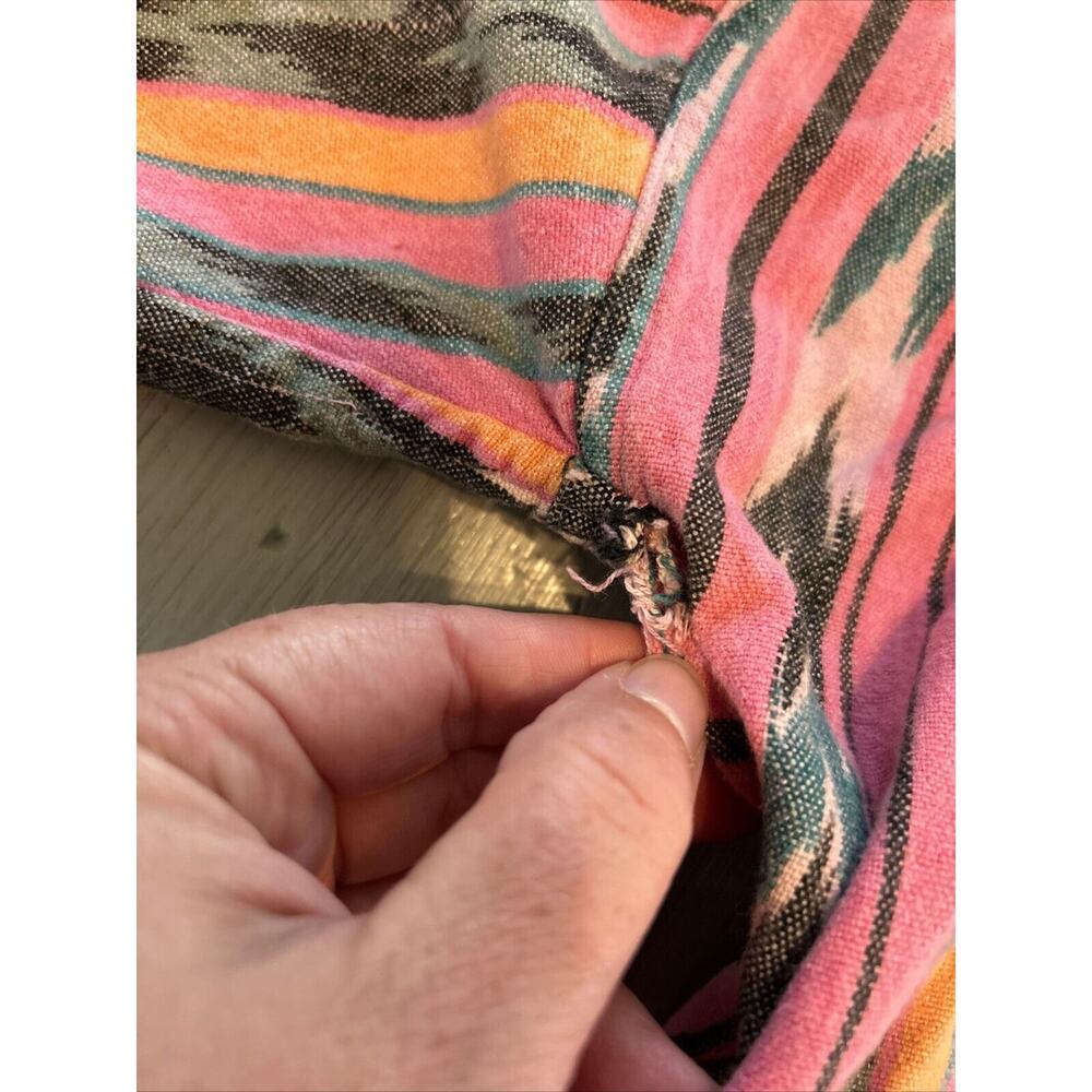 Vtg Angelique Pink Orange Green Southwest Print Hoodie Pullover Boho Free Size - Picture 9 of 12
